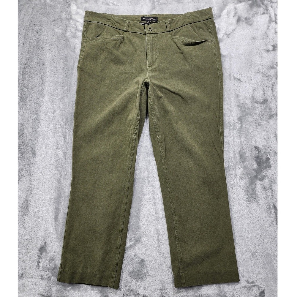 Banana Republic Pants Womens 10 Green Slim Straight Cropped Stretch Twill Chino